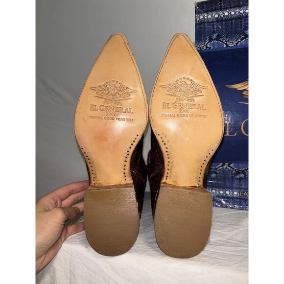 Stingray Lizard Print Pointed Toe Cowboy Boots by El General 1901 Mens Size 7 - Picture 9 of 10